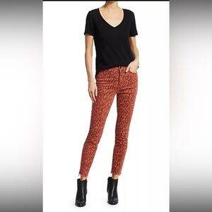 Mother NEW The Looker High-Rise Ankle Fray Hem Leopard Print‎ Jeans Size 25